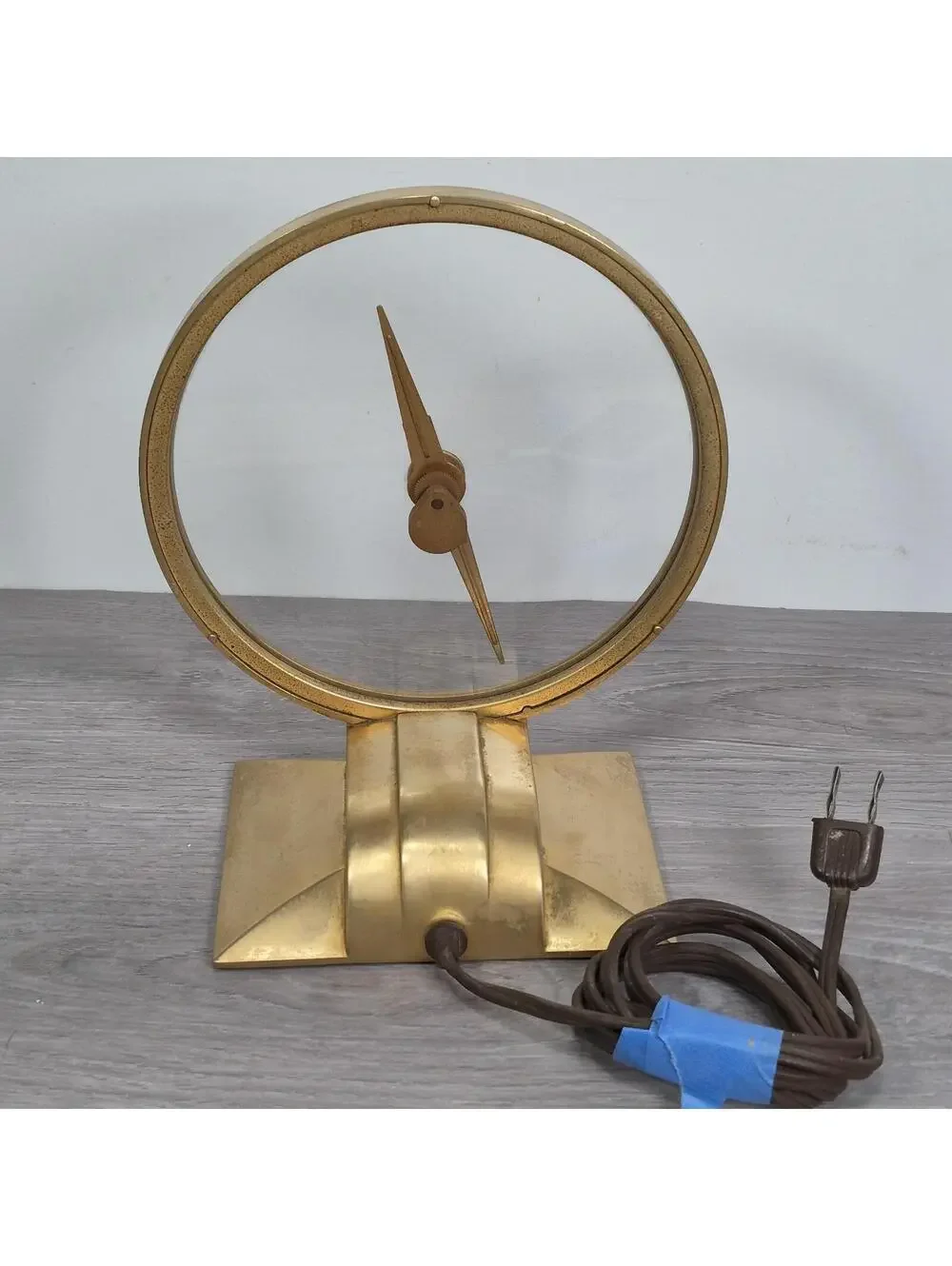Vintage Jefferson Golden Hour Mystery Clock 580-101 Weight Glass Motor